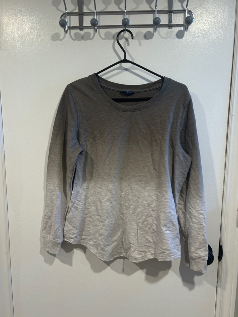 Ombre Long Sleeve Tee - Green to Light Gray